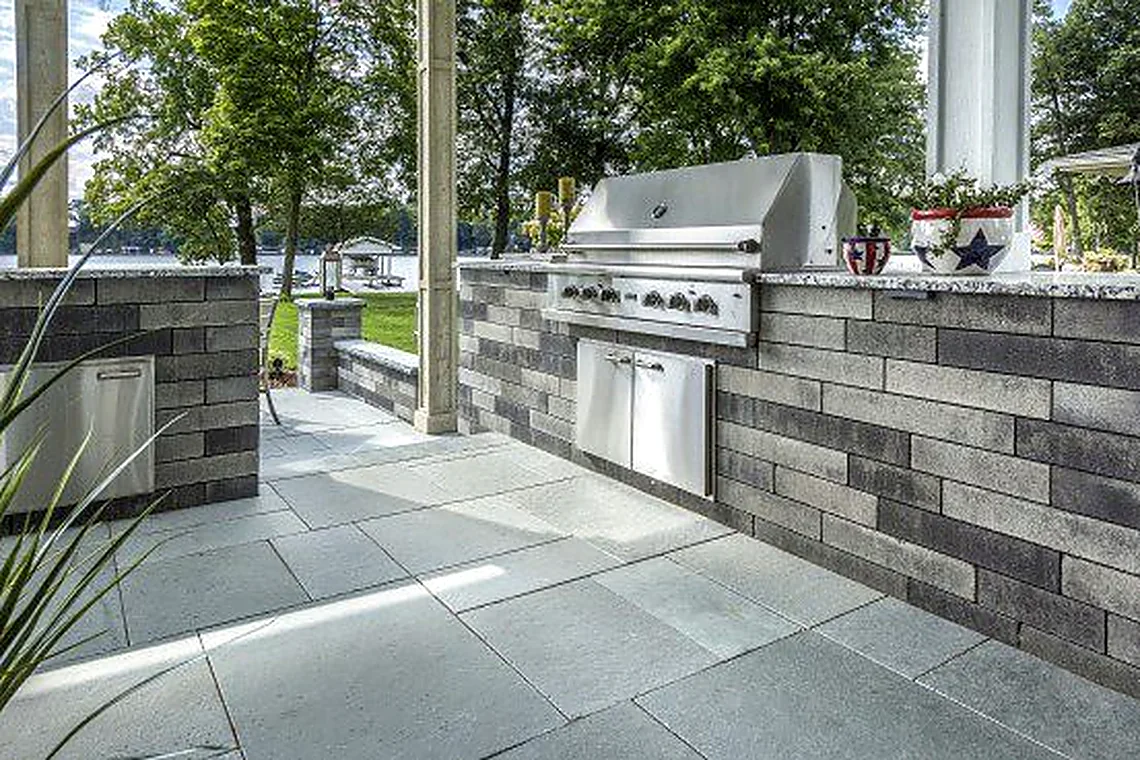 Outdoor kitchen with built-in grill