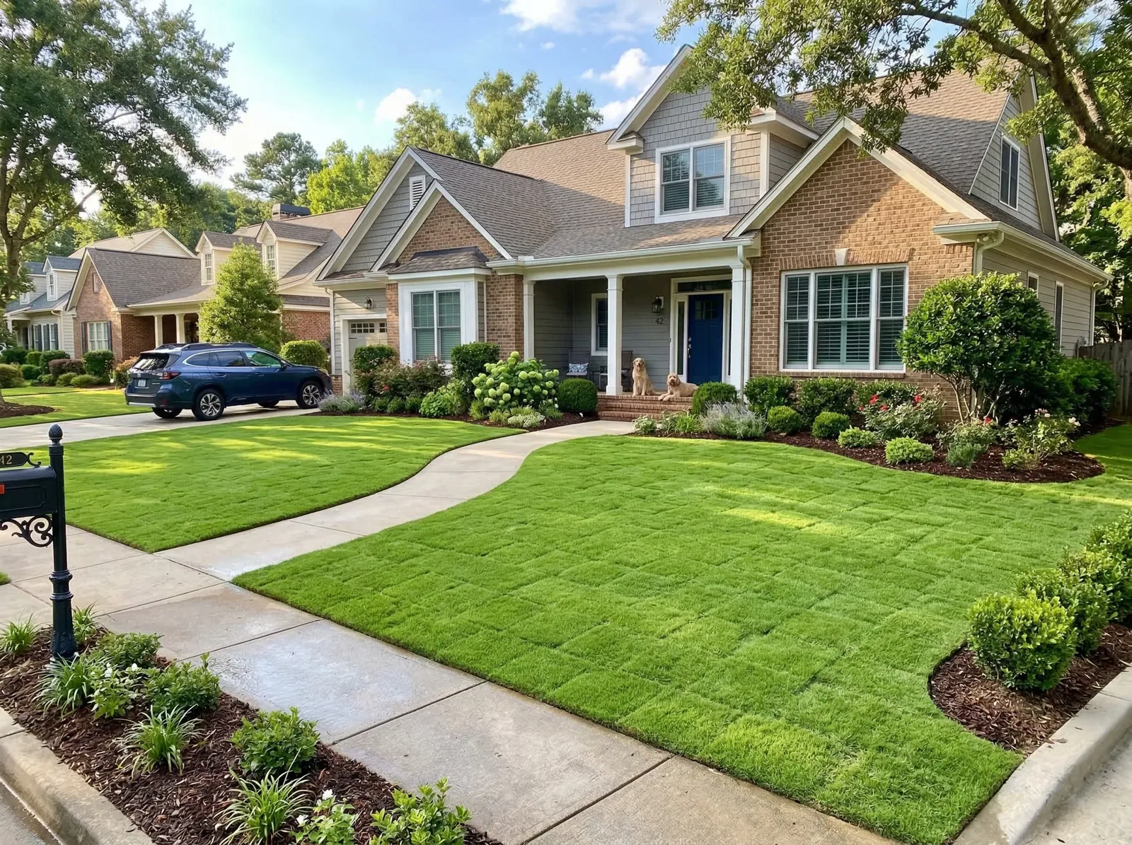 Graded and sodded backyard