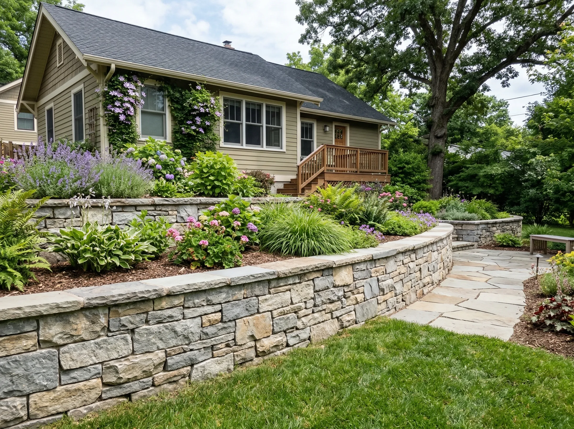 Landscape retaining wall in Illinois